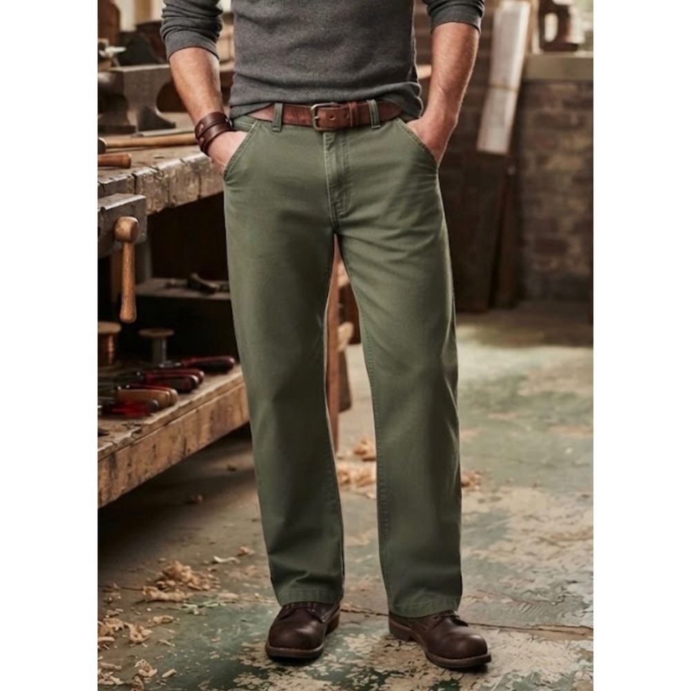 Carhartt B11 MOS Moss Green Washed Duck Work Dungaree Pants Mens 42x32